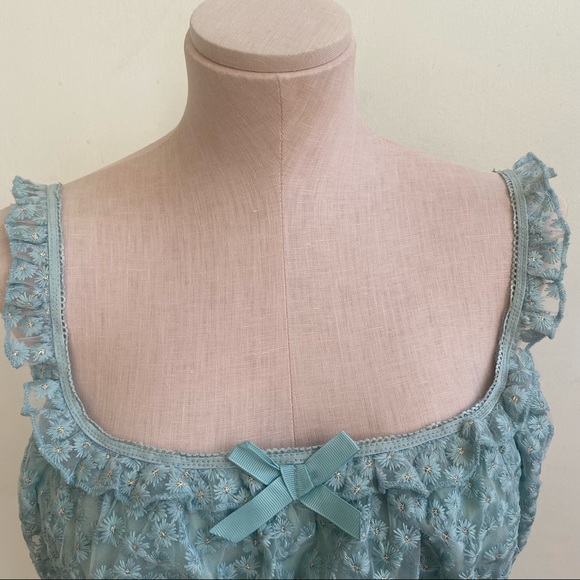 NWT Forever 21 Floral Lace Blue Crop Top - Picture 6 of 7